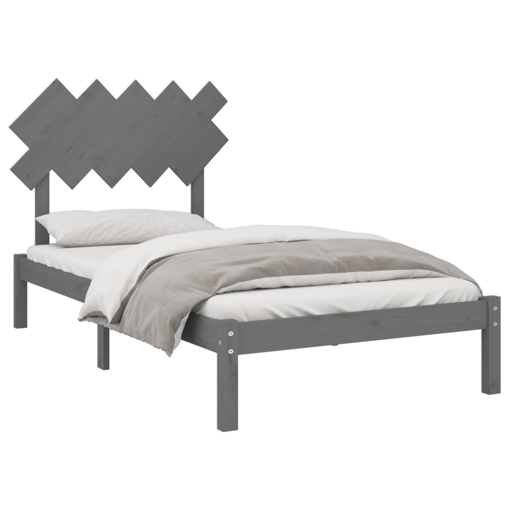 Rama łóżka, szara, 100 x 200 cm, lite drewno