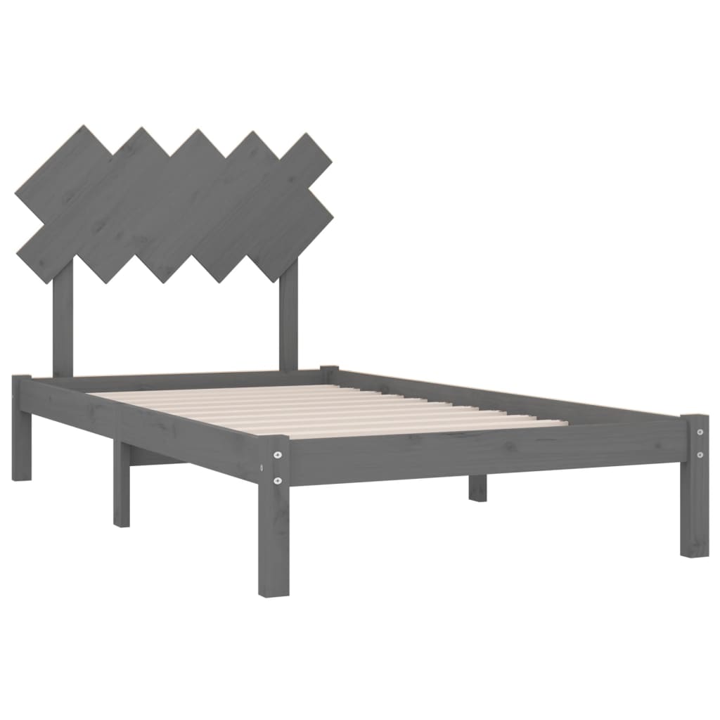 Rama łóżka, szara, 100 x 200 cm, lite drewno