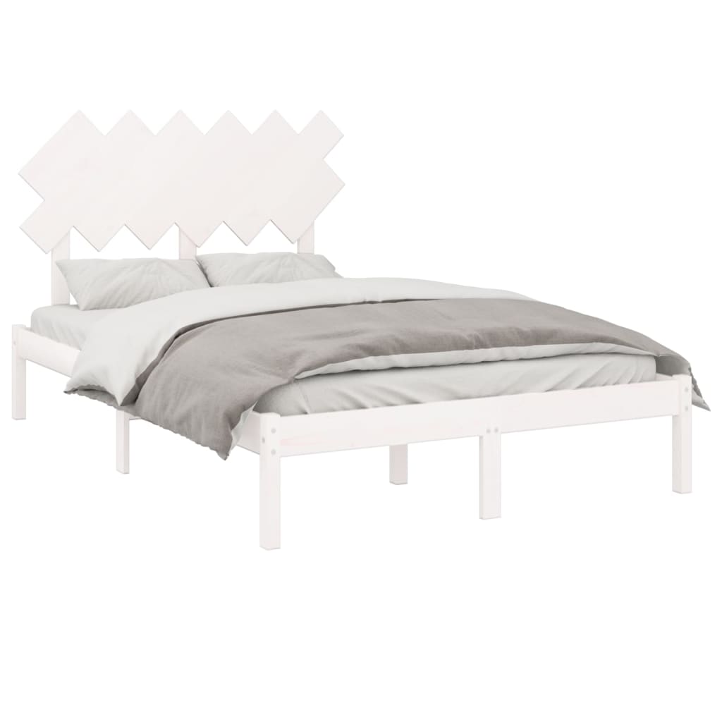 vidaXL Bedframe massief hout wit 120x200 cm afbeelding