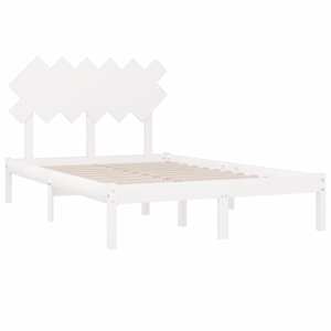 Rám postele bílý 120 x 200 cm masivní dřevo - obrázek 4