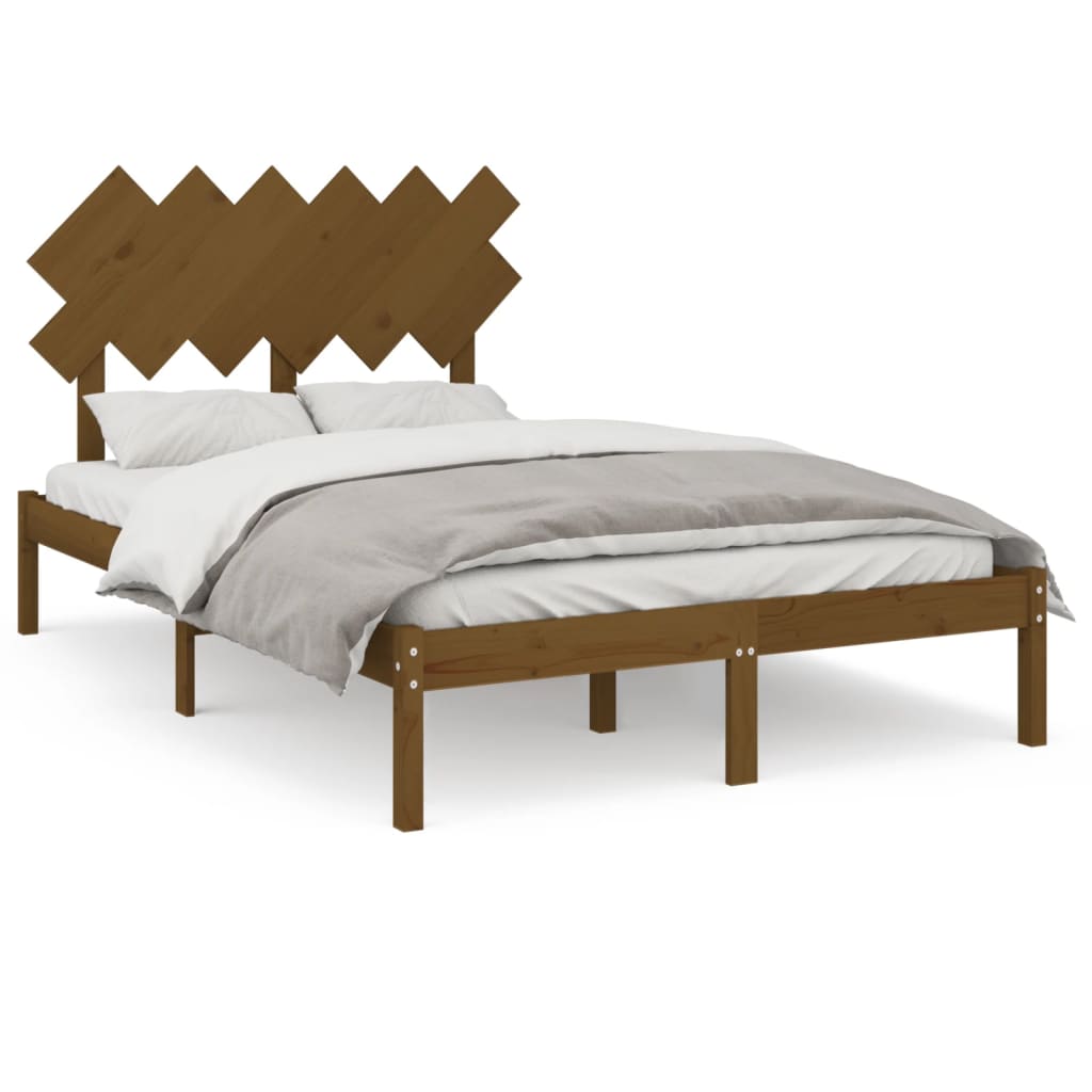 Rama łóżka, miodowy brąz, 120x200 cm, lite drewno