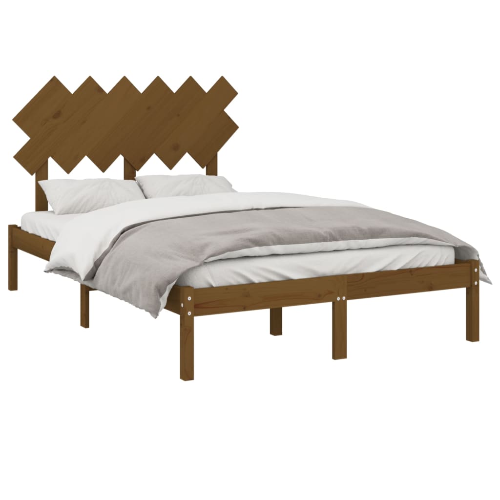 Rama łóżka, miodowy brąz, 120x200 cm, lite drewno