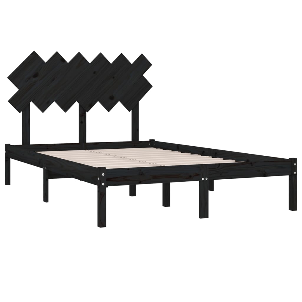 Rama łóżka, czarna, 120x200 cm, lite drewno