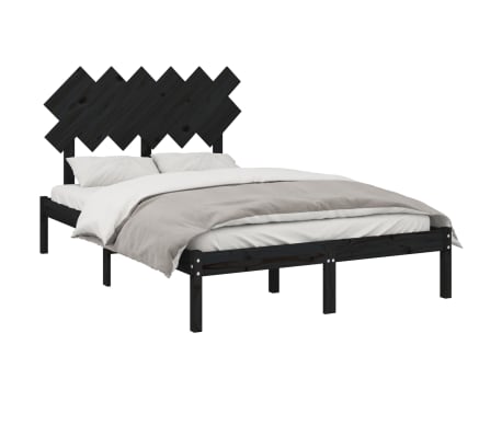 vidaXL Cadre de lit sans matelas noir 120x200 cm bois massif