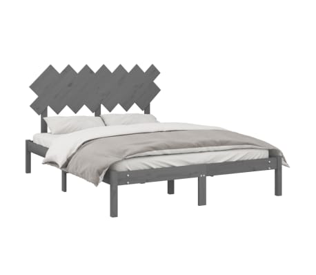 vidaXL Bedframe massief hout grijs 150x200 cm