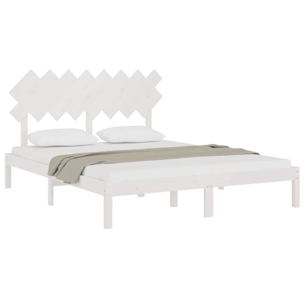 vidaXL Bedframe massief hout wit 160x200 cm afbeelding