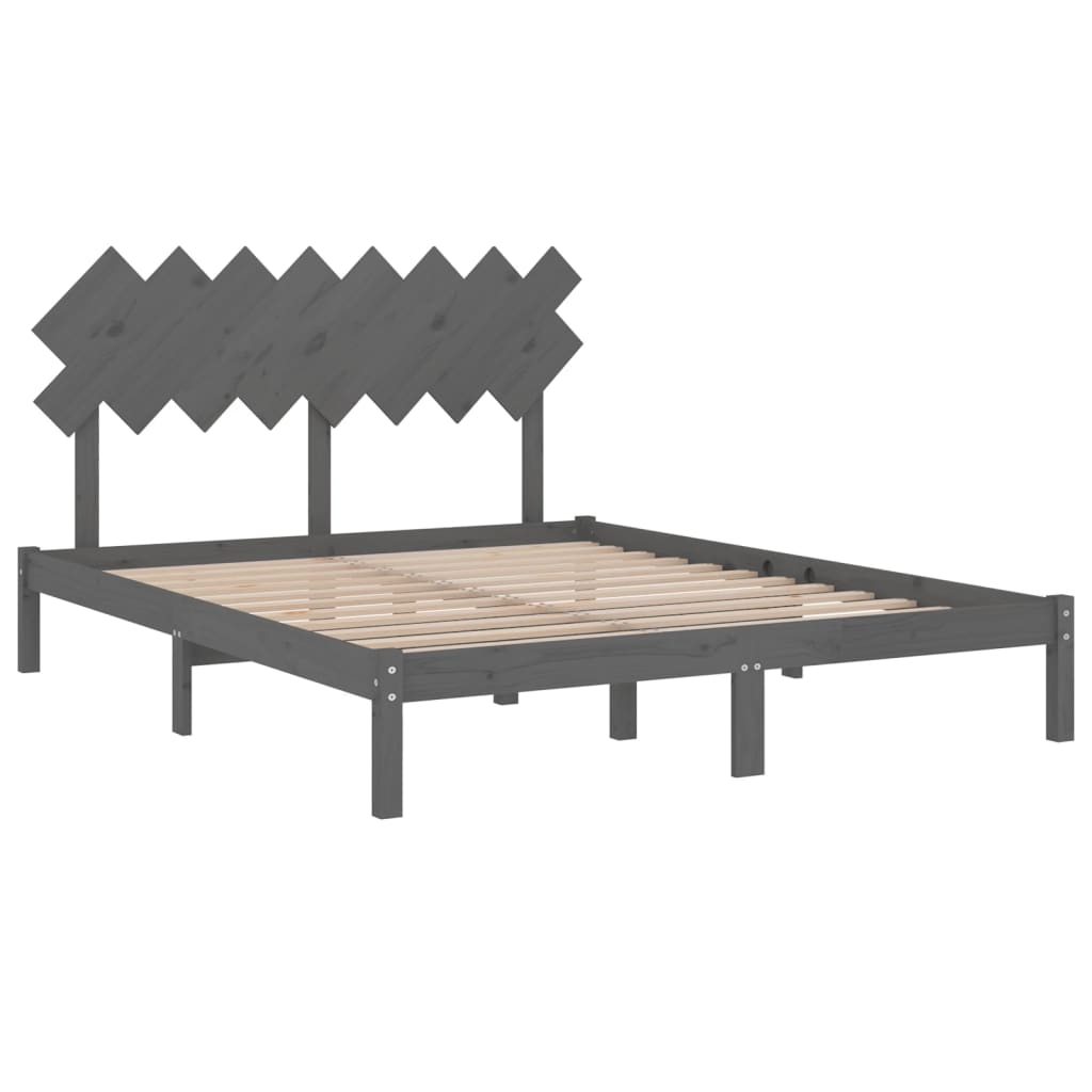 Rama łóżka, szara, 160 x 200 cm, lite drewno