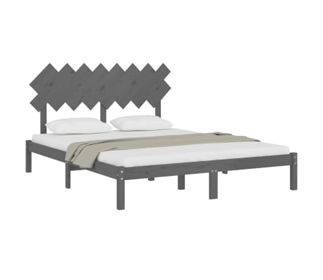 vidaXL Estructura de cama de madera maciza de pino gris 160x200 cm