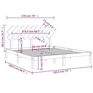 Rám postele bílý 180 x 200 cm Super King masivní dřevo - obrázek 6