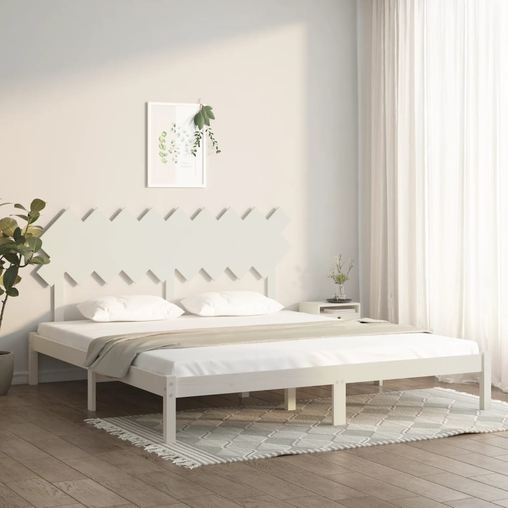 Rám postele bílý 180 x 200 cm Super King masivní dřevo