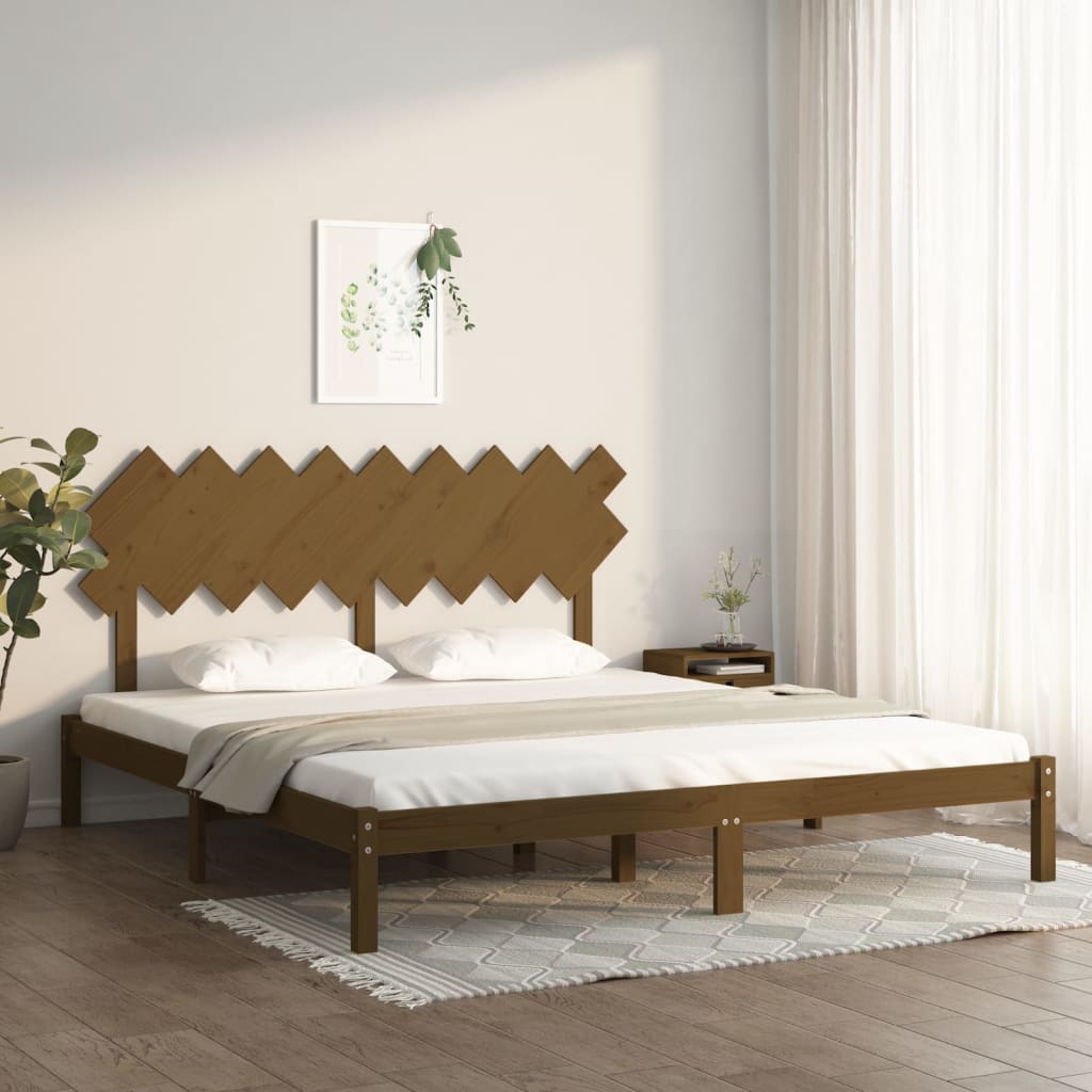 Cadre de lit Marron miel 180x200 cm Super King Bois massif