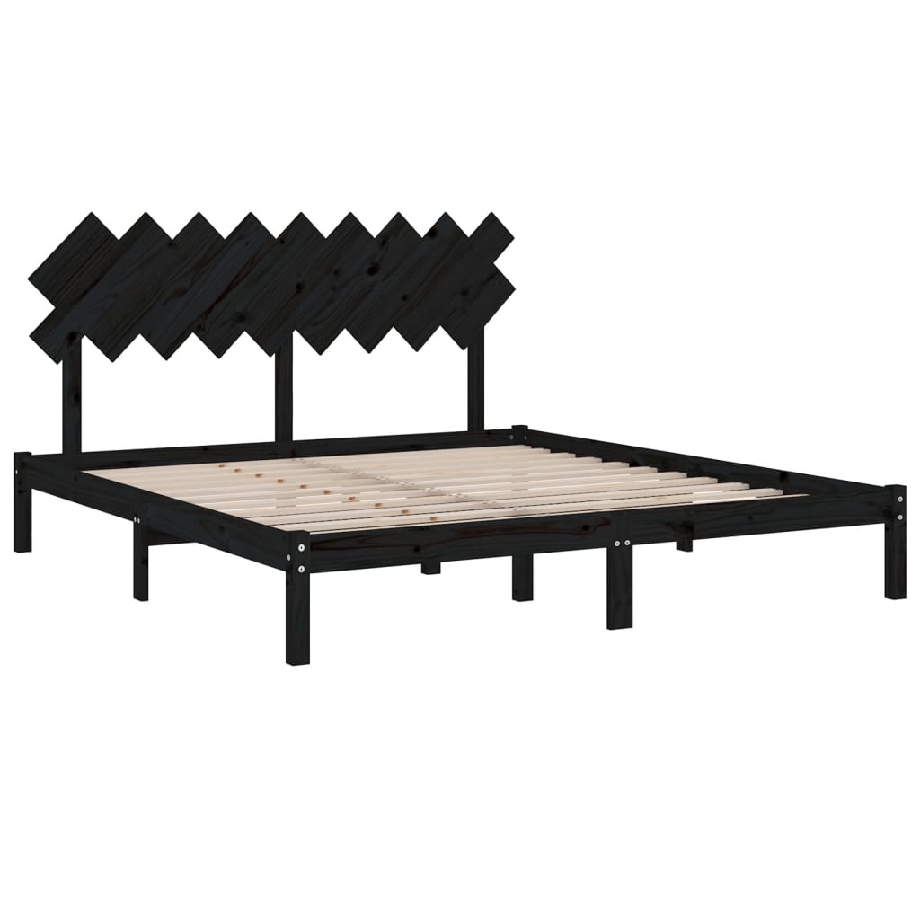 Rama łóżka, czarna, 180x200 cm, Super King, lite drewno