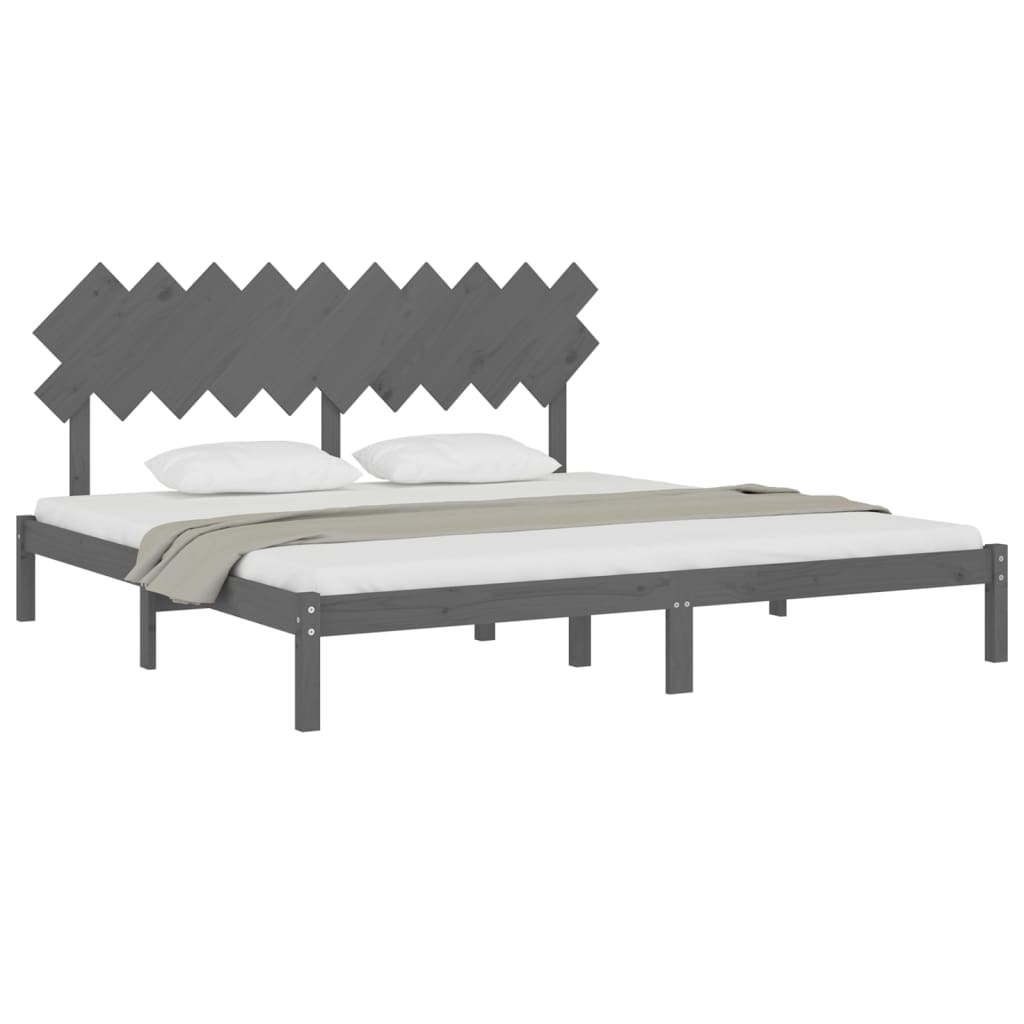 vidaXL Bedframe massief hout grijs 200x200 cm afbeelding