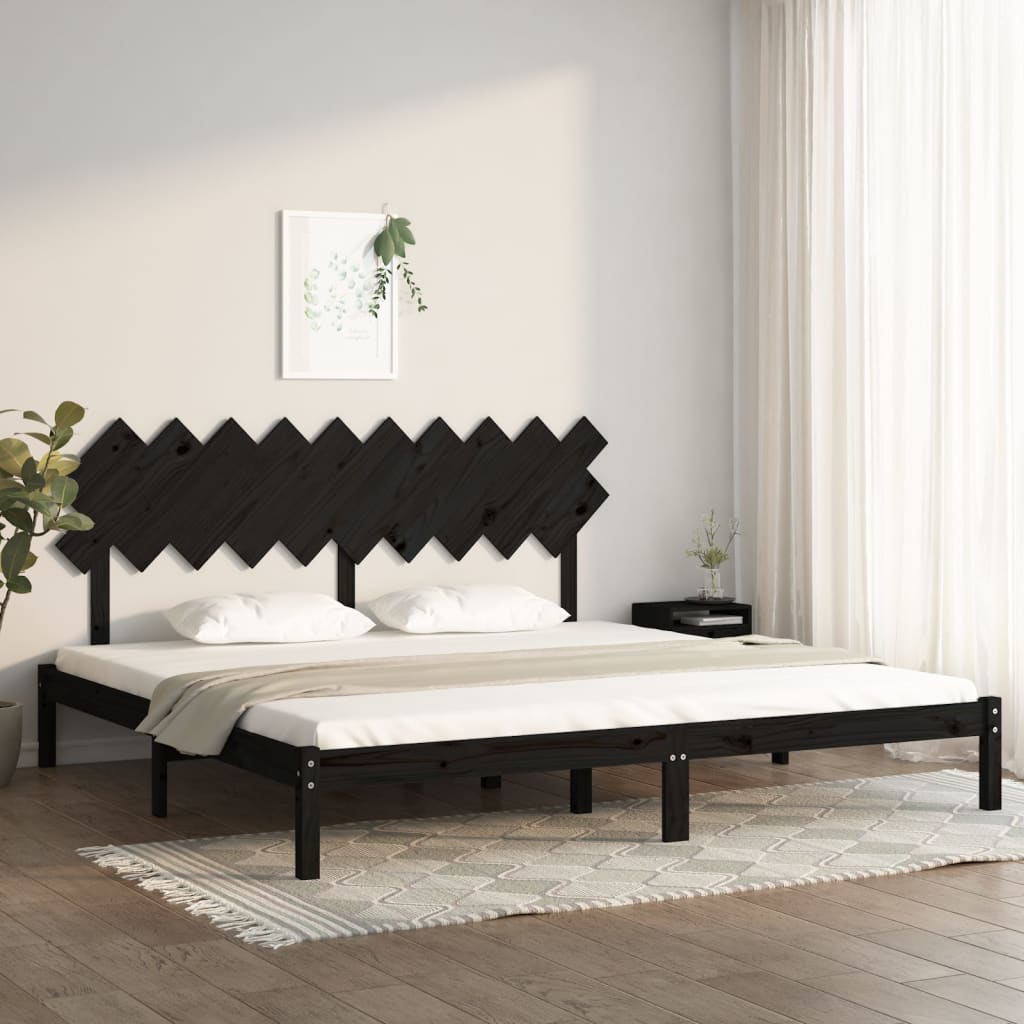 vidaXL Cadru de pat, negru, 200×200 cm, lemn masiv vidaXL imagine 2022