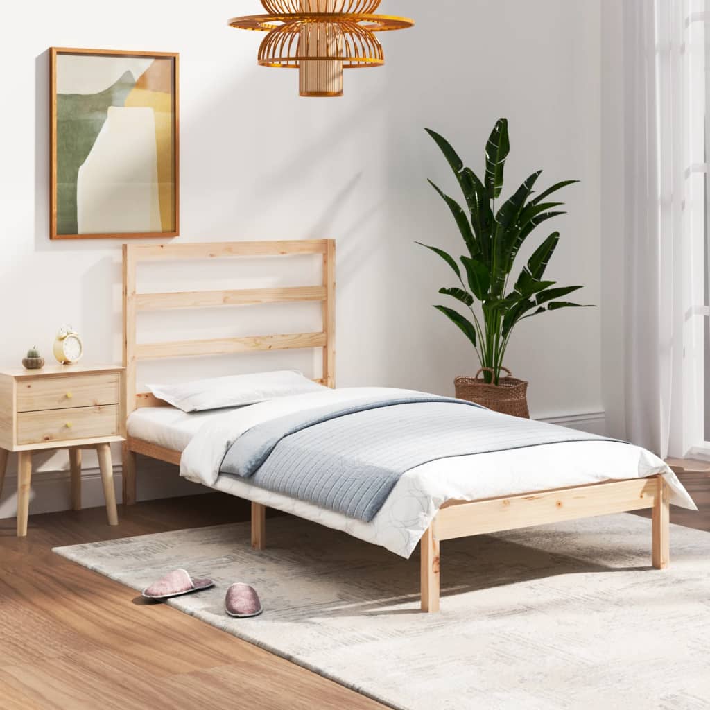 Estructura de cama individual madera maciza 75x190 cm