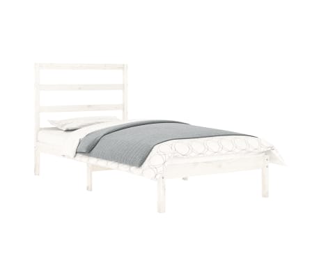 vidaXL Рамка за легло бяла масивно дърво 75x190 см Small Single