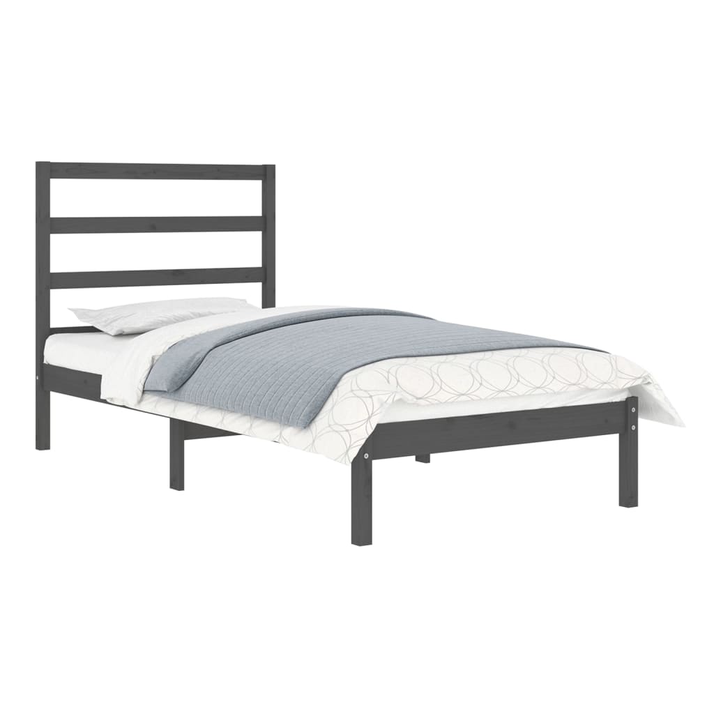 

vidaXL Bedframe massief hout grijs 75x190 cm 2FT6 Small Single