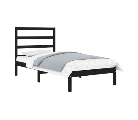 vidaXL Okvir za krevet od masivnog drva crni 75 x 190 cm mali