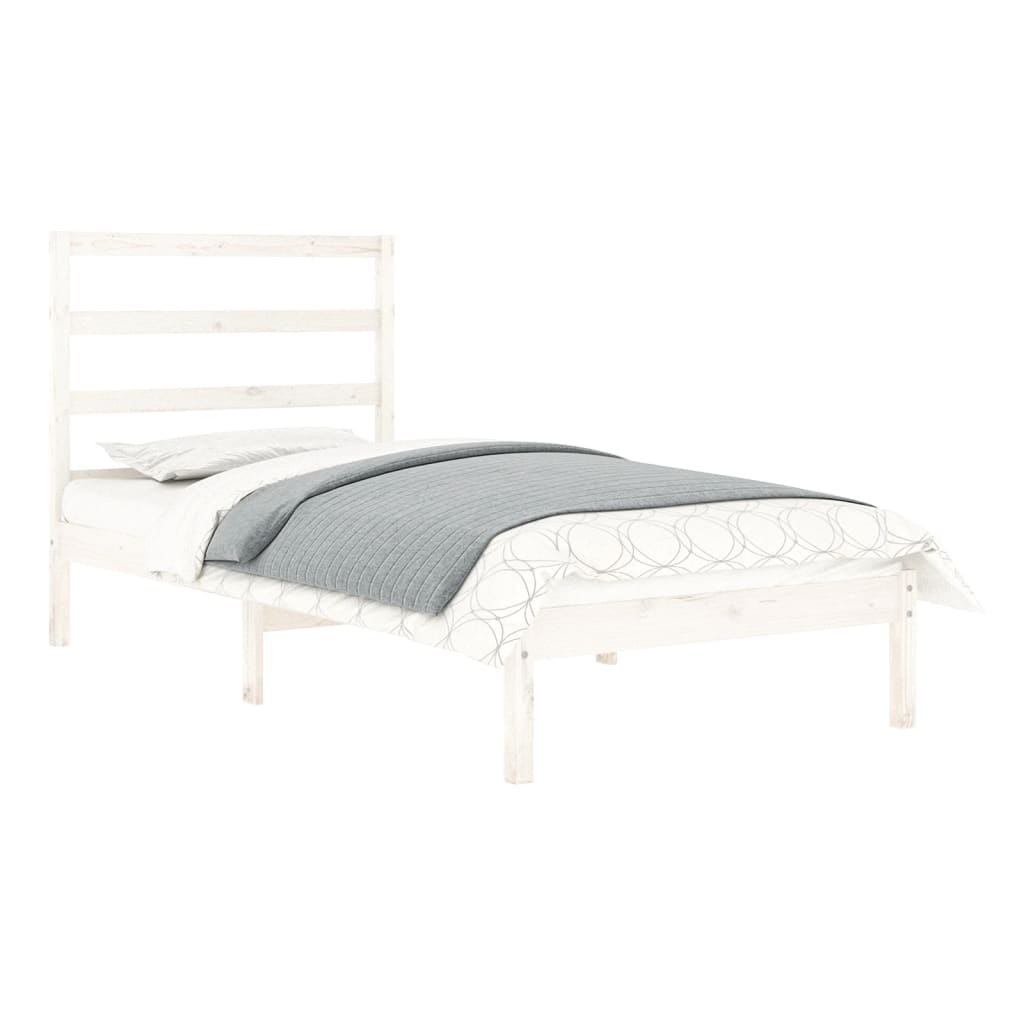 vidaXL Bedframe massief hout wit 90x190 cm afbeelding