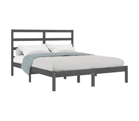 vidaXL Bedframe massief hout grijs 120x190 cm