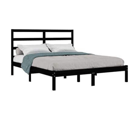 vidaXL Sengeramme svart heltre 120x190 cm Small Double