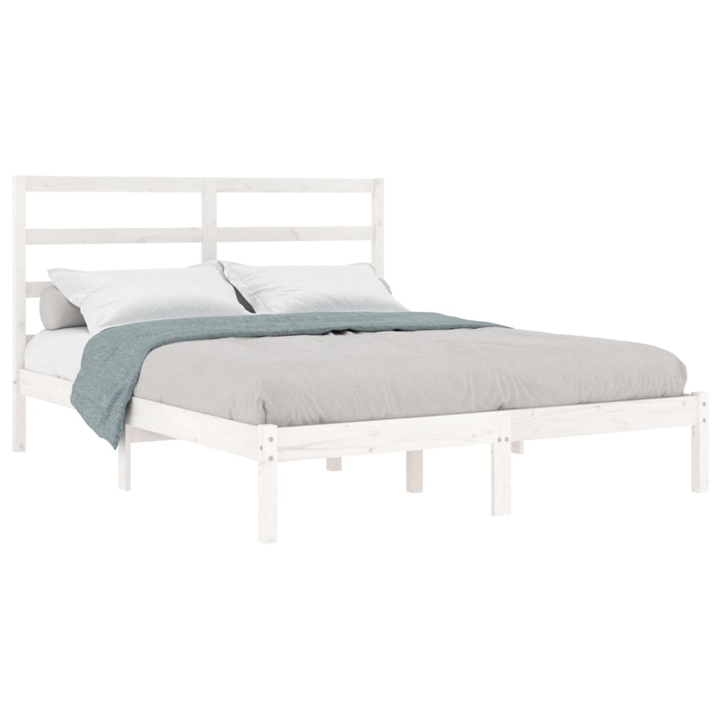 

vidaXL Bedframe massief hout wit 135x190 cm 4FT6 Double