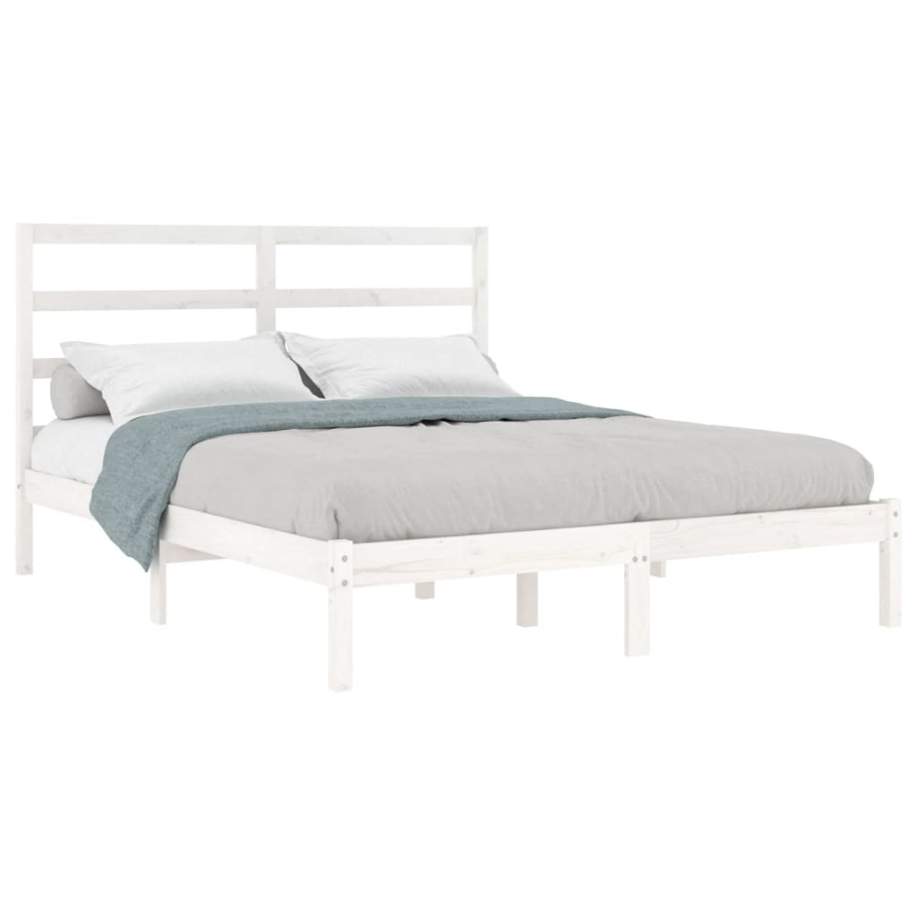 

vidaXL Bedframe massief grenenhout wit 140x190 cm