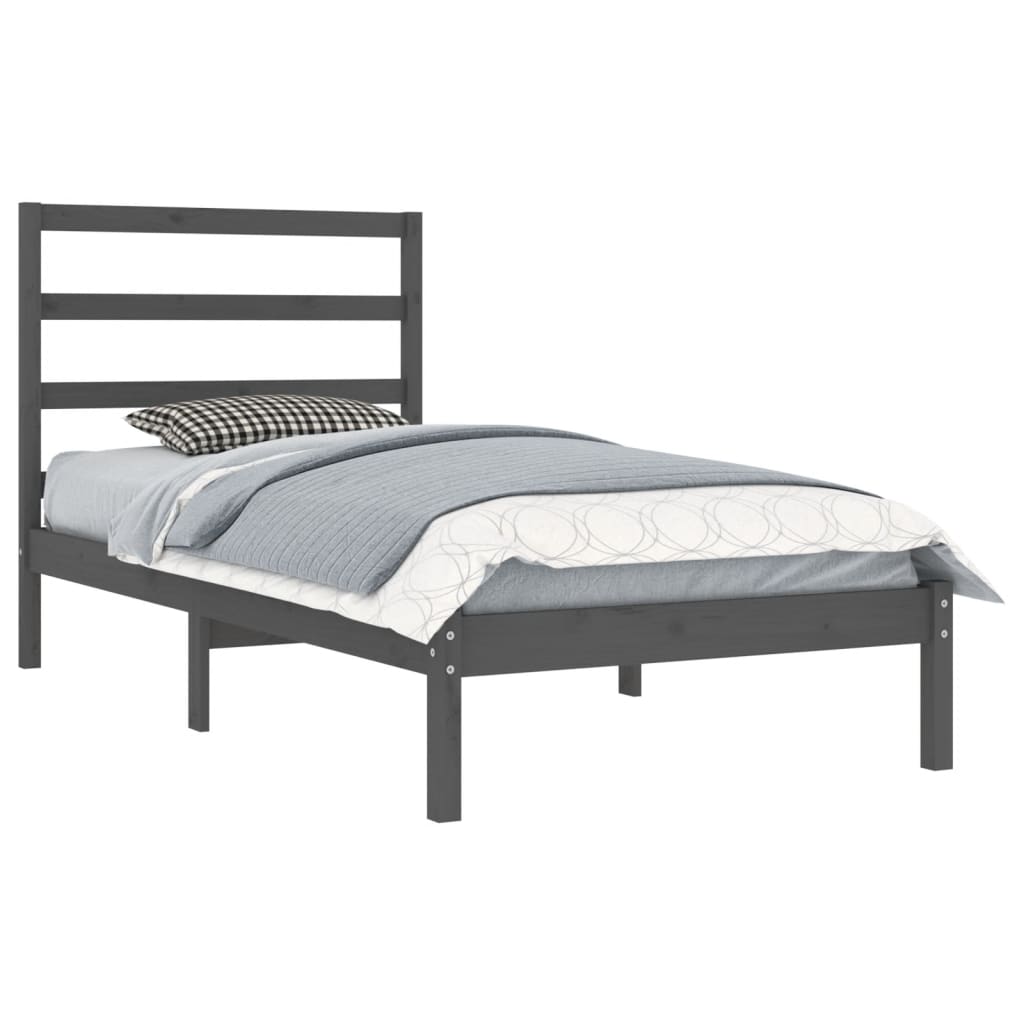 vidaXL Bedframe massief grenenhout grijs 100x200 cm