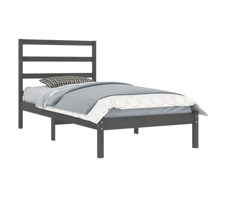 vidaXL Bedframe massief grenenhout grijs 100x200 cm