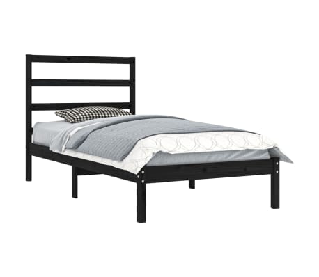 vidaXL Sengeramme svart heltre furu 100x200 cm