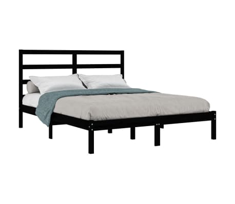 vidaXL Cadru de pat, negru, 120x200 cm, lemn masiv de pin