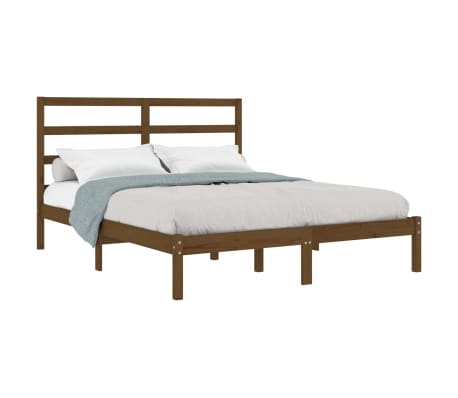 vidaXL Bedframe massief grenenhout honingbruin 140x200 cm