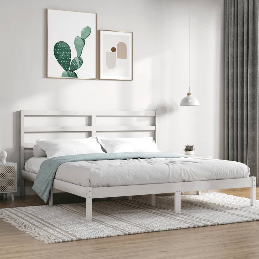Cadre de lit Blanc Bois massif 180x200 cm Super King