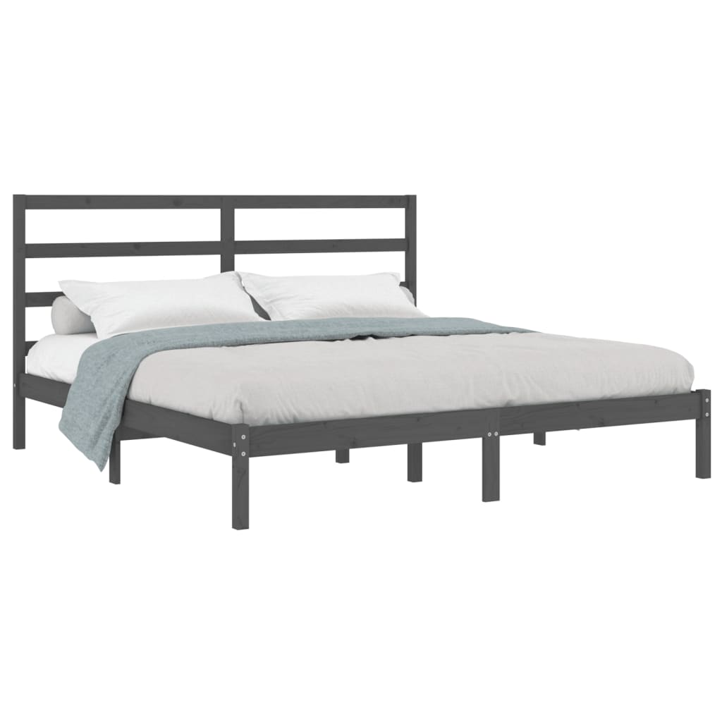 

vidaXL Bedframe massief hout grijs 180x200 cm 6FT Super King