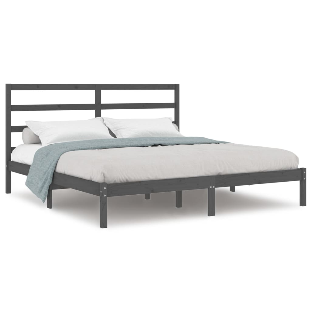 vidaXL Bedframe massief grenenhout grijs 200x200 cm