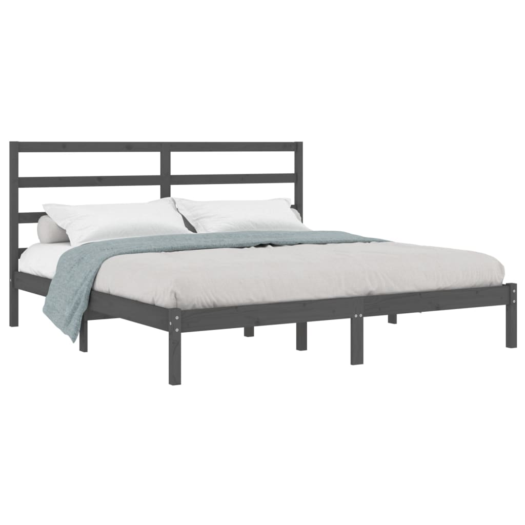 

vidaXL Bedframe massief grenenhout grijs 200x200 cm