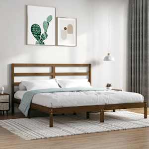 Posteljni okvir medeno rjav iz trdne borovine 200x200 cm