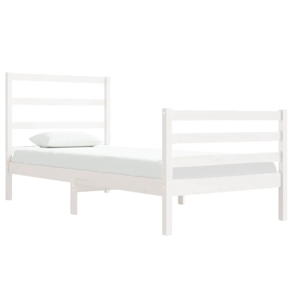 vidaXL Bedframe zonder matras massief grenenhout wit 75x190 cm afbeelding