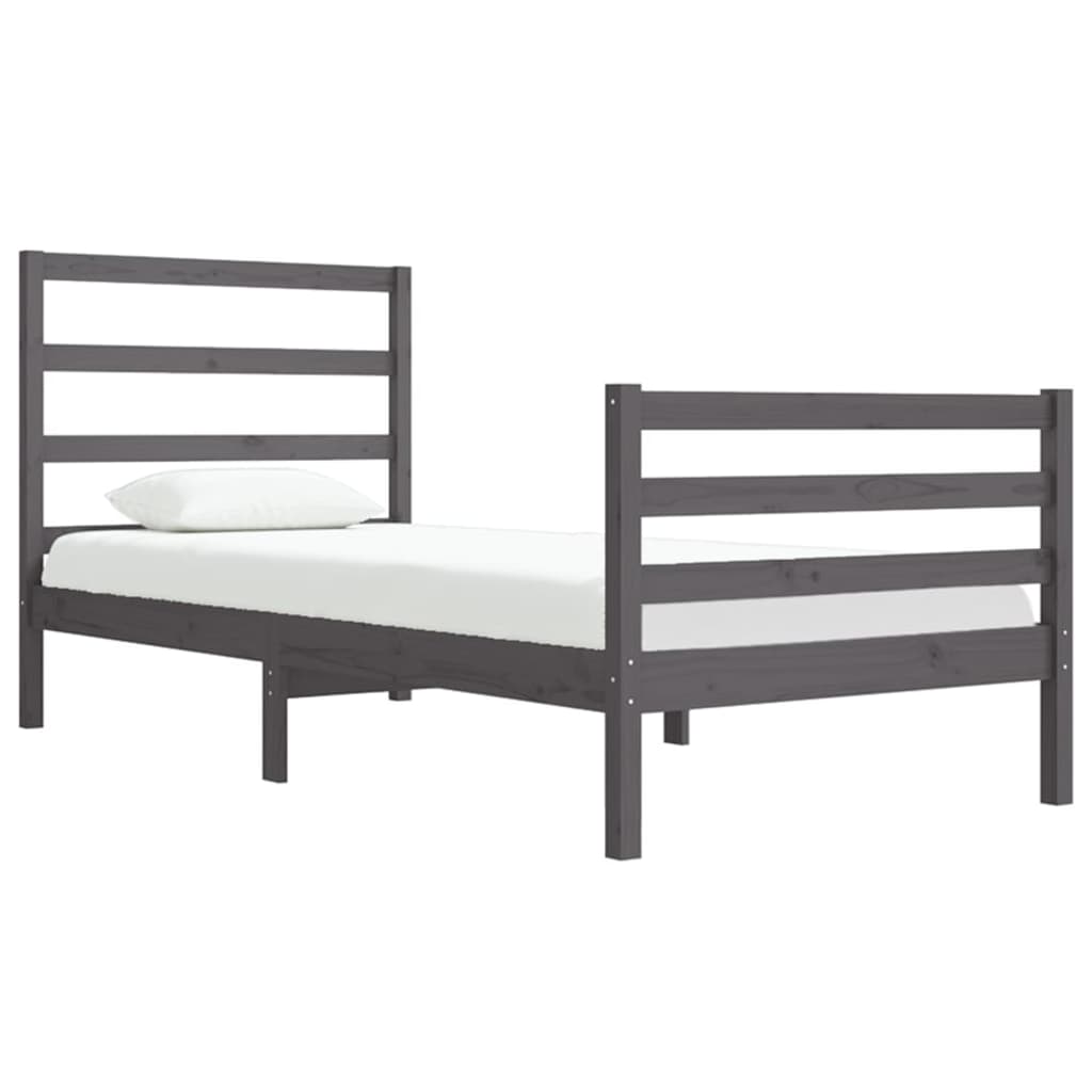 

vidaXL Bedframe massief grenenhout grijs 75x190 cm 2FT6 Small Single