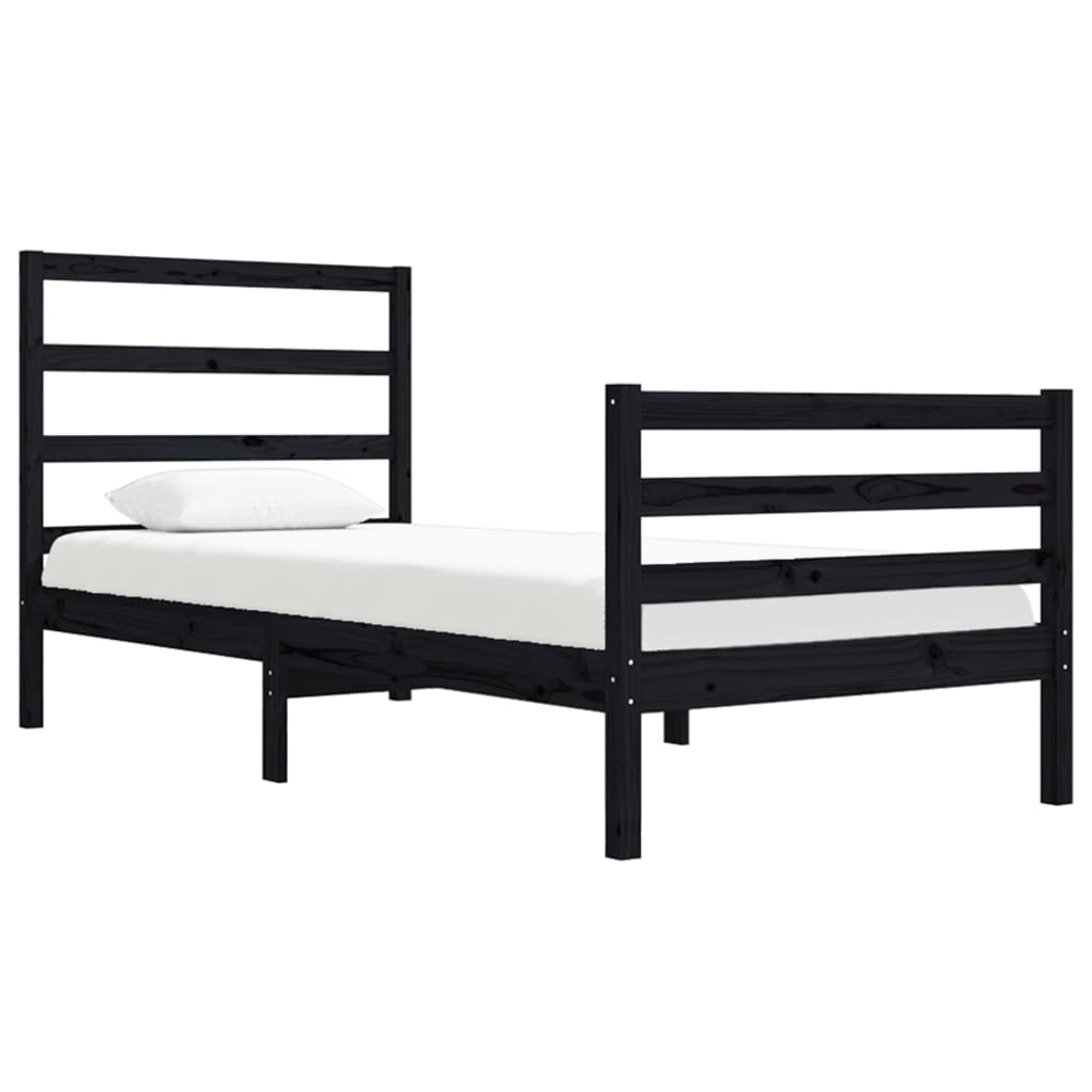 

vidaXL Bedframe massief grenenhout zwart 75x190 cm 2FT6 Small Single