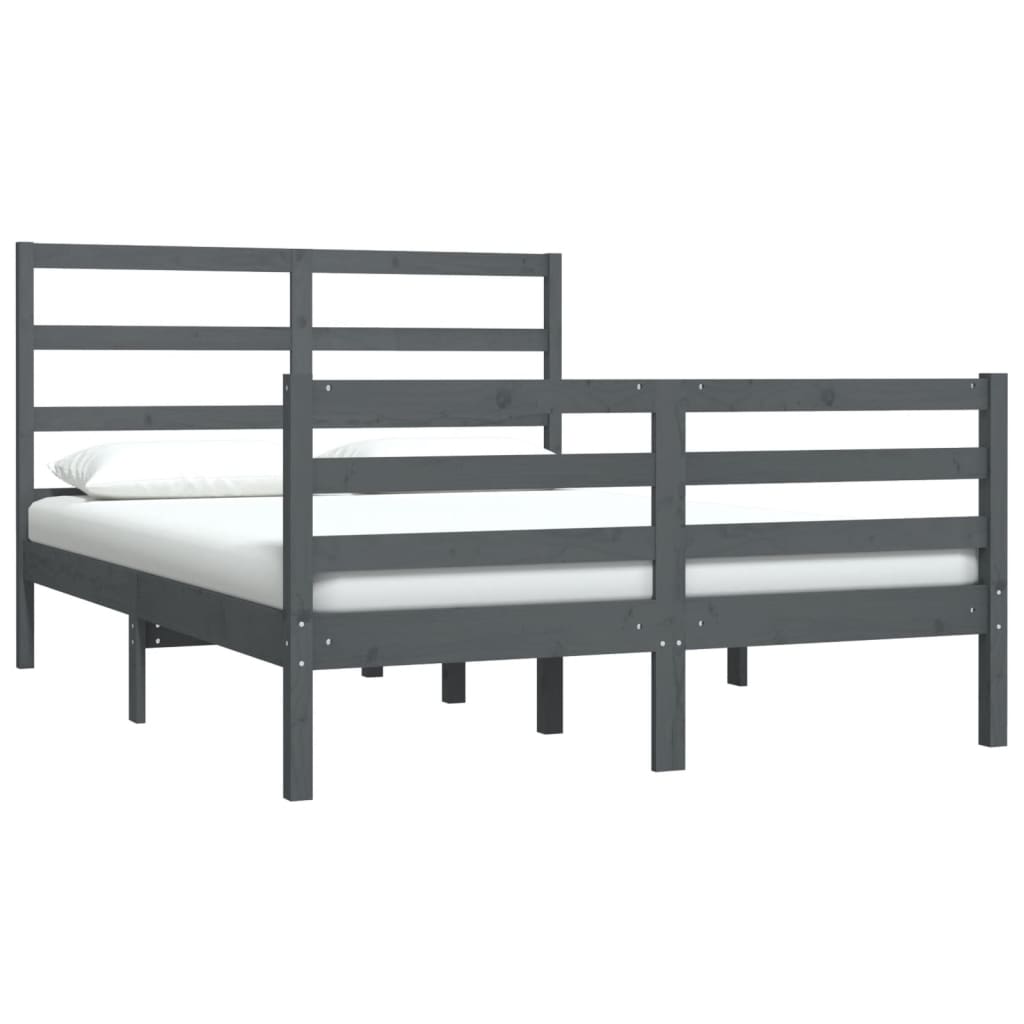 

vidaXL Bedframe massief grenenhout grijs 120x190 cm 4FT Small Double