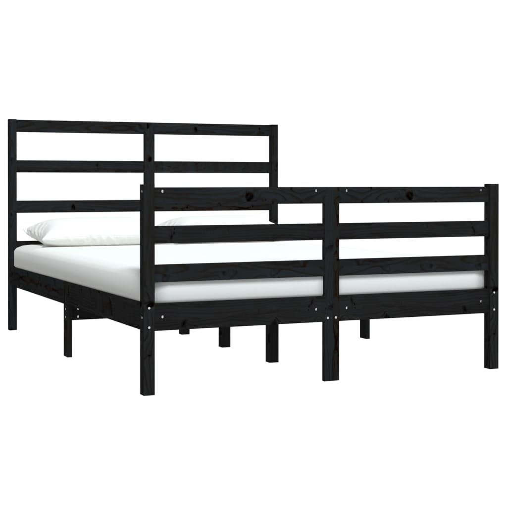 

vidaXL Bedframe massief grenenhout zwart 120x190 cm 4FT Small Double