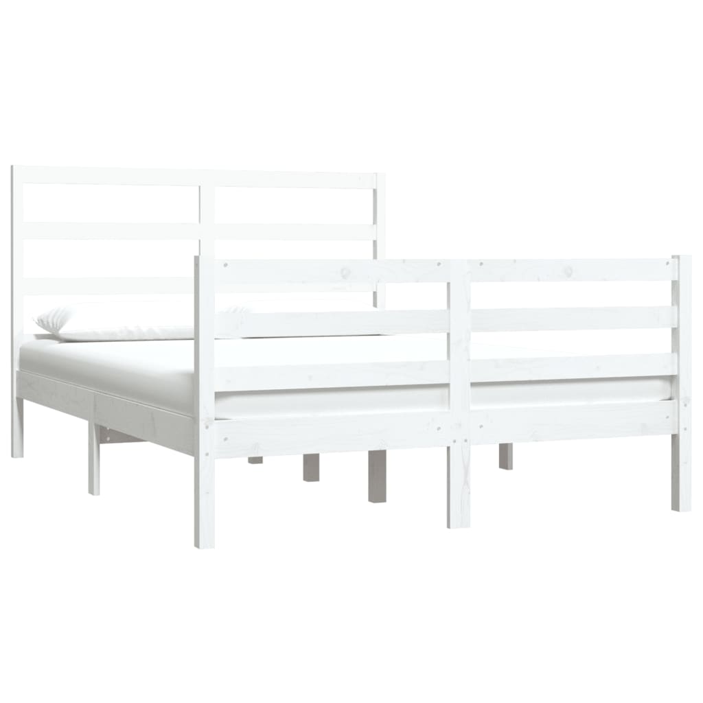 

vidaXL Bedframe massief grenenhout wit 135x190 cm 4FT6 Double