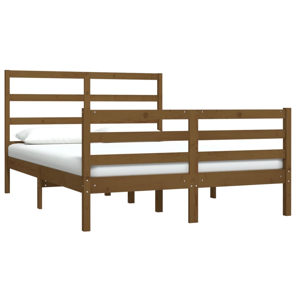 

vidaXL Bedframe massief grenenhout honingbruin 135x190 cm 4FT6 Double