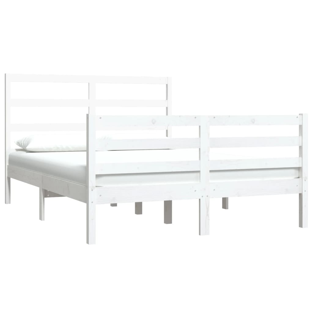 vidaXL Bedframe massief grenenhout wit 140x190 cm afbeelding