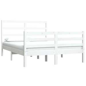 vidaXL Bedframe massief grenenhout wit 140x190 cm
