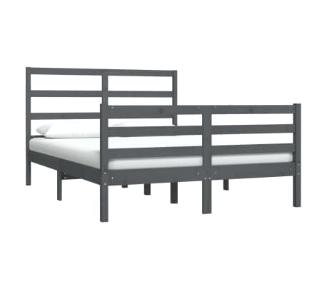 vidaXL Bed Frame without Mattress Grey Solid Wood Pine 140x190 cm