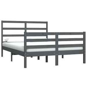 vidaXL Bed Frame without Mattress Grey Solid Wood Pine 140x190 cm