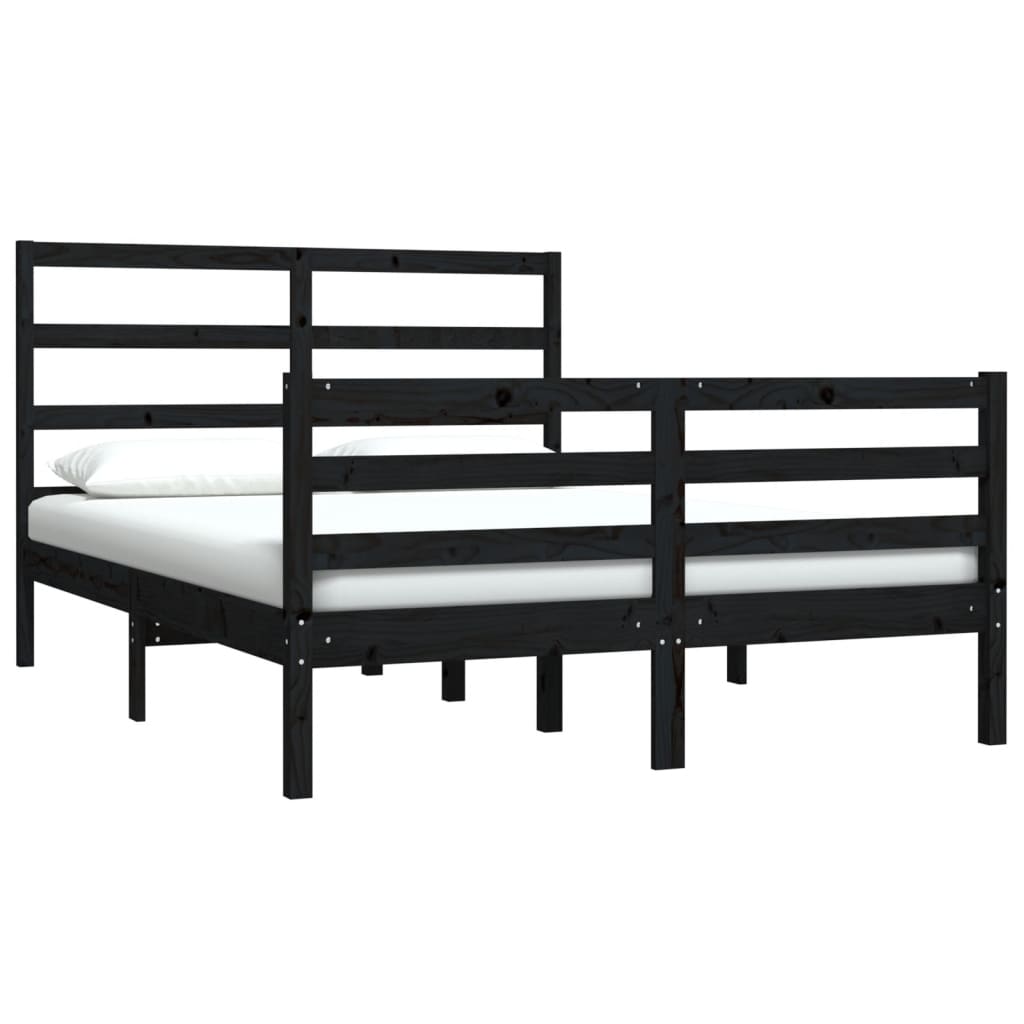 

vidaXL Bedframe massief grenenhout zwart 140x190 cm