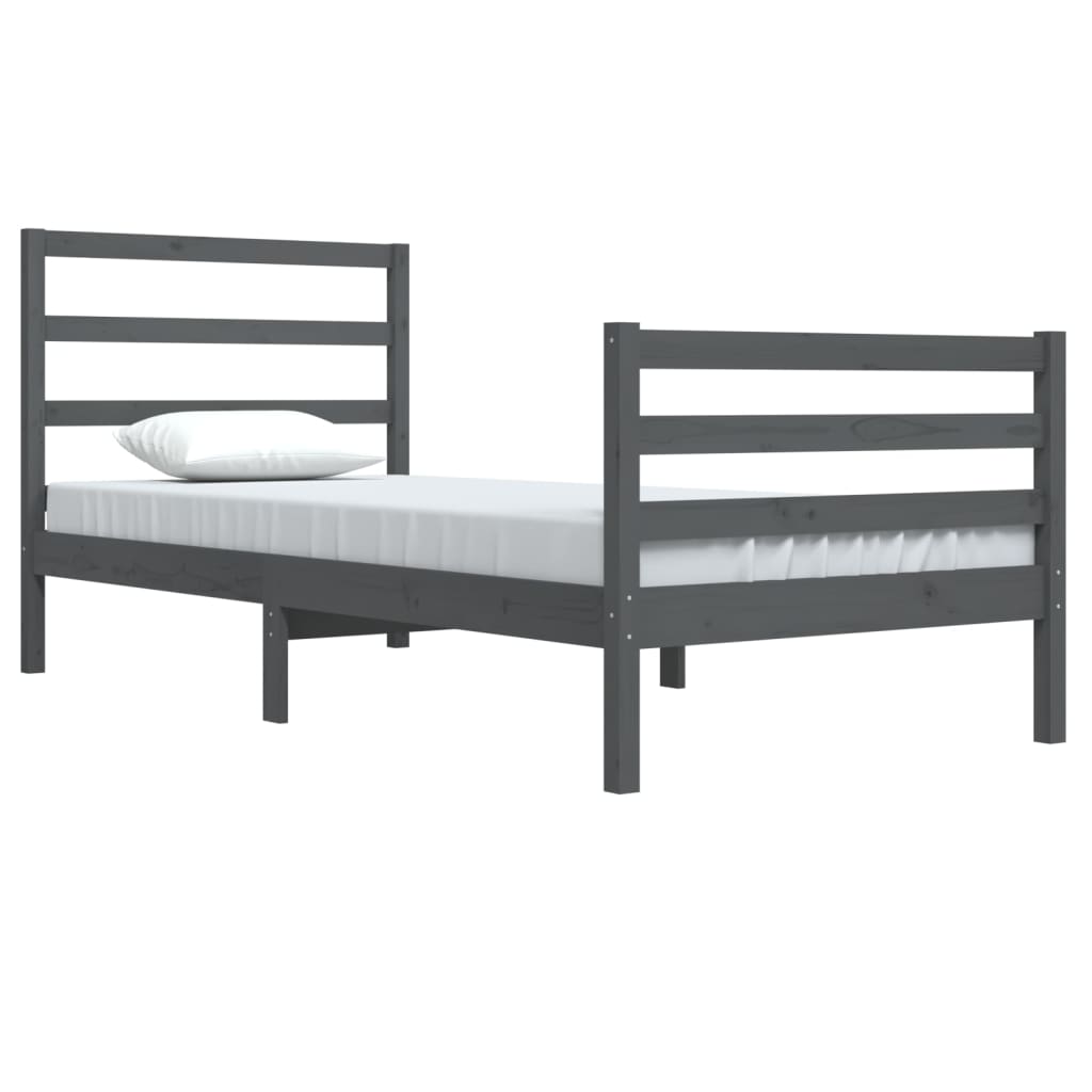 vidaXL Bed Frame Grey Solid Wood Pine 90x200 cm